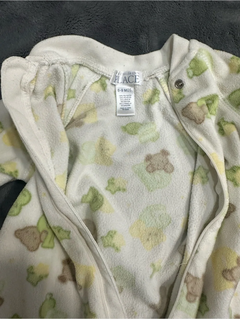 Gray Footed One-Piece with Car Print and Green/Yellow Fleece One Piece